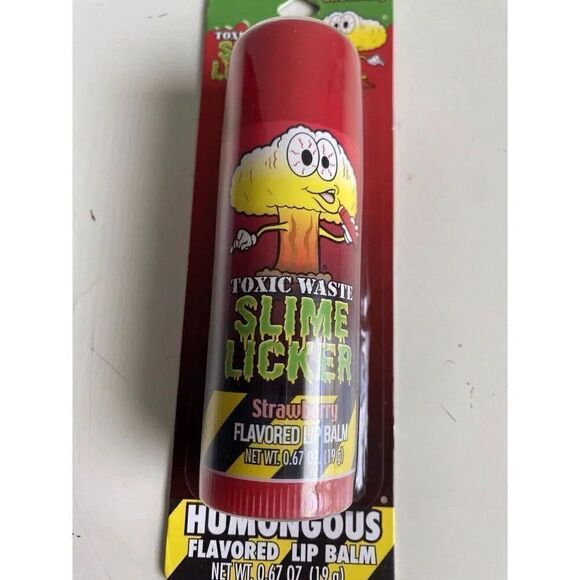 Toxic Waste Slime Licker Strawberry Humongous Flavored Lip Balm 0.67 Oz NEW - Picture 2 of 8